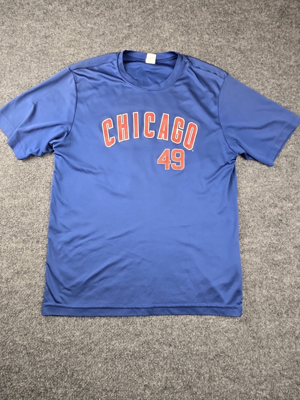 Chicago Cubs Jake Arrieta #49 Blue Performance T-Shirt Men's XL MLB #817